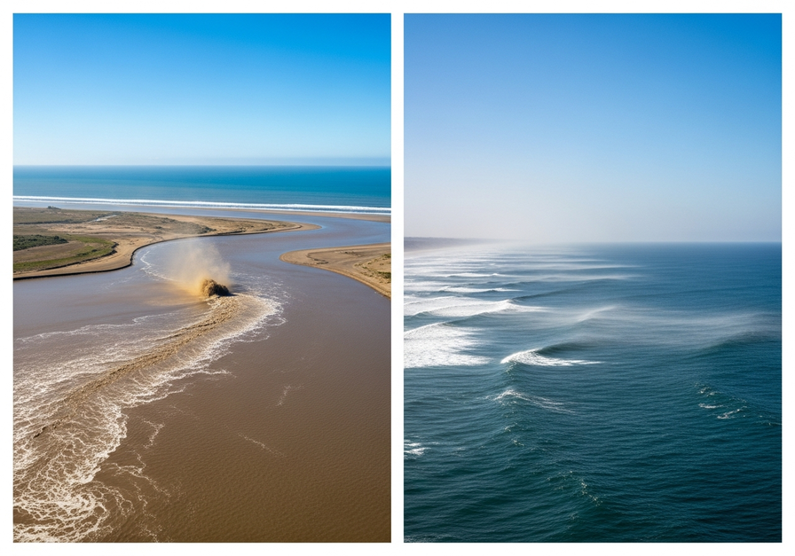 Land to Sea Sediment and Dust Flux: River sediment plumes and windblown dust entering the ocean.
