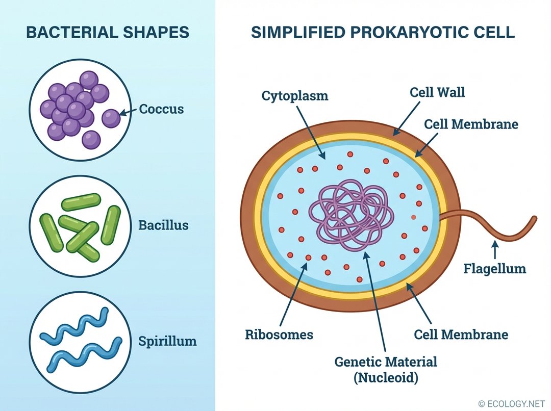 Bacterial shapes and prokaryotic cell structure diagram