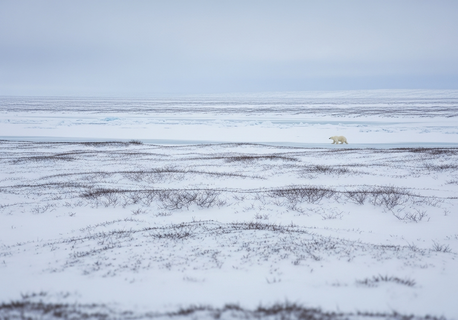 Arctic tundra landscape showing icy expanses and polar wildlife