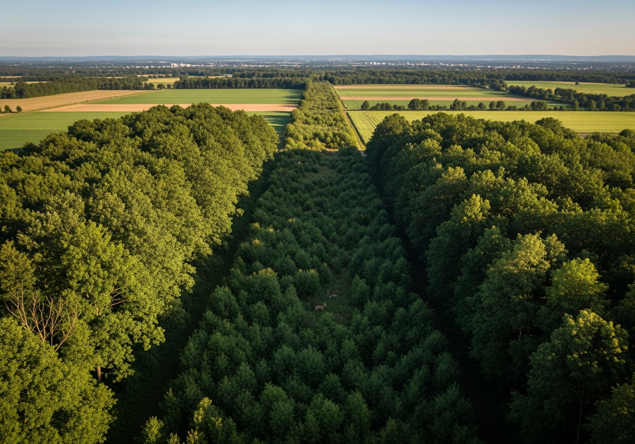 Forest corridor linking fragmented woodlands