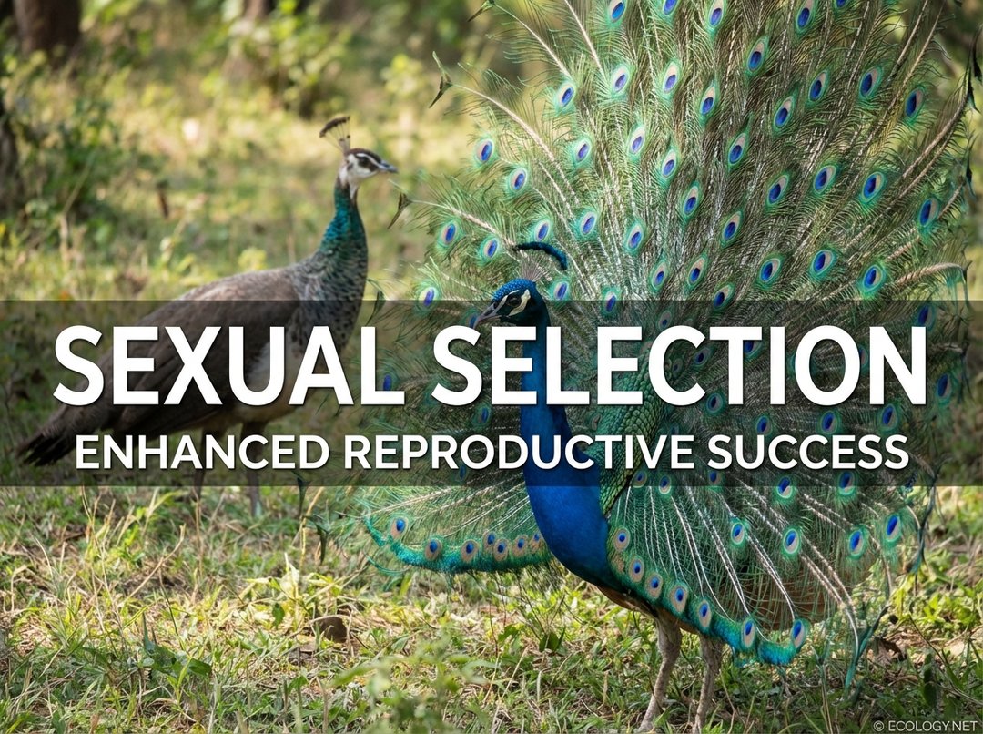 Male peacock in full display, fanning its elaborate, iridescent tail feathers to attract a peahen, illustrating sexual selection for enhanced reproductive success.